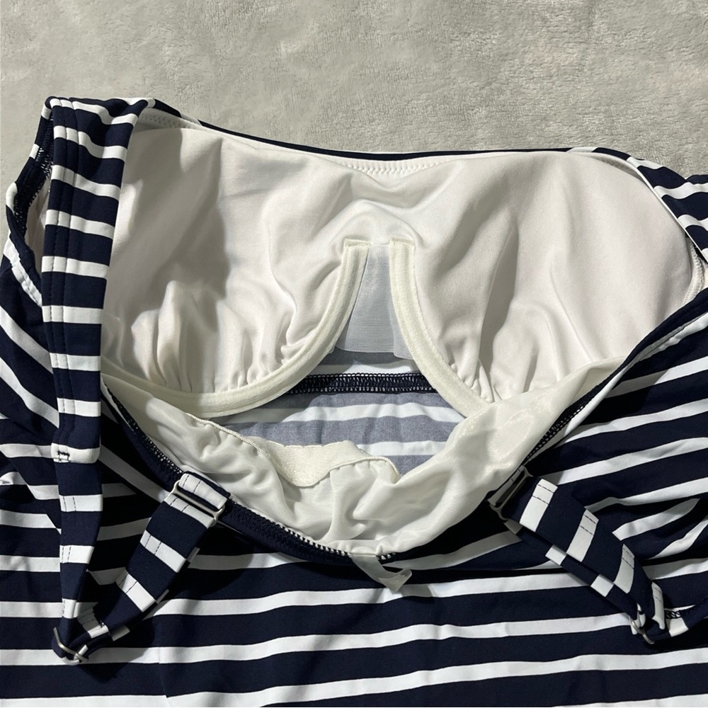 NEW Lands End Tankini Swim Top  Size 6D Blue White Striped UNDERWIRE BRA - Picture 5 of 6